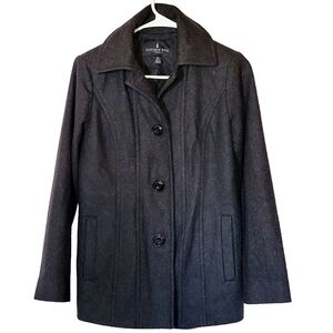 🟢 London Fog Wool Blend Coat Charcoal Gray Size PS